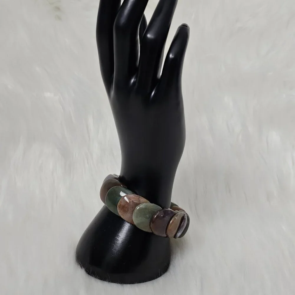 Jasper Natural Stone New Overlap Multi Color Stretch Bracelet